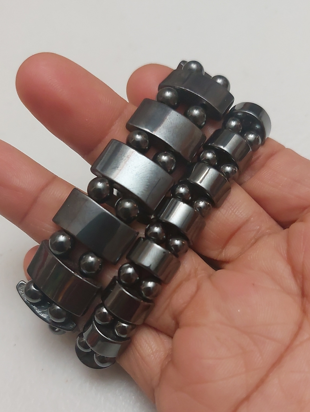 Lot Of 2 Non Magnetic Faux Hematite Stretch Bracelets